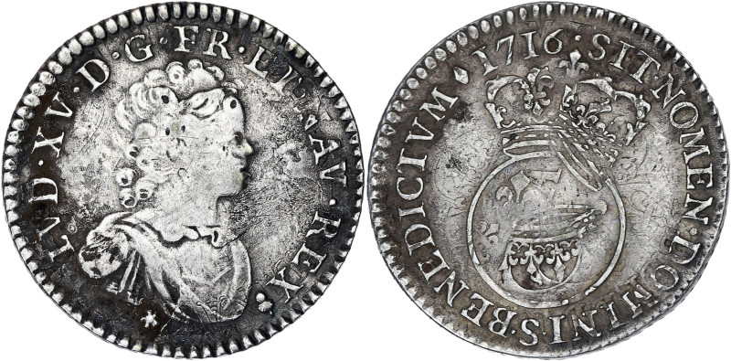 FRANCE / CAPÉTIENS
Louis XV (1715-1774). Quart d’écu dit Vertugadin 1716, S, Rei...