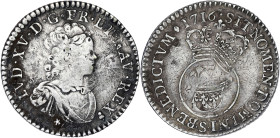 FRANCE / CAPÉTIENS
Louis XV (1715-1774). Quart d’écu dit Vertugadin 1716, S, Reims. Dy.1653A - G.302 ; Argent - 7,21 g - 30 mm - 6 h
Réformation sur u...