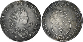 FRANCE / CAPÉTIENS
Louis XV (1715-1774). Dixième d’écu dit Vertugadin 1716, S, Reims. Dy.1654A - G.289 ; Argent - 2,93 g - 23 mm - 6 h
Un second exemp...