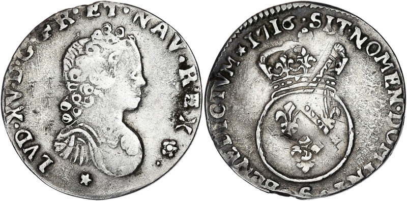FRANCE / CAPÉTIENS
Louis XV (1715-1774). Dixième d’écu dit Vertugadin, faux d’ép...