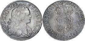 FRANCE / CAPÉTIENS
Louis XV (1715-1774). Écu de France-Navarre 1719, S, Reims. Dy.1657 - G.318 - Dav.1327 - Sobin = 1 exemplaire ; Argent - 24,30 g - ...