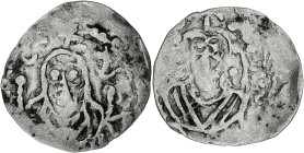 FRANCE / CAPÉTIENS
Robert II (996-1031). Denier avec l’évêque Adalbéron ND, Laon. Dy.8 ; Argent - 1,11 g - 20 mm - 7 h
Avec une patine grise. Assez di...