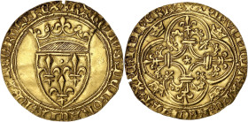 FRANCE / CAPÉTIENS
Charles VI (1380-1422). Écu d’or à la couronne, 4e émission ND (1394-1411), Poitiers. Dy.369C - Fr.291 ; Or - 3,79 g - 27,5 mm - 4 ...