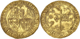 FRANCE / CAPÉTIENS
Henri VI d'Angleterre (1422-1453). Salut d’or 2e émission ND (1422), léopard, Rouen. Dy.443A - AGC.386F 1/b - Fr.301 ; Or - 3,46 g ...