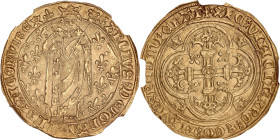 FRANCE / CAPÉTIENS
Charles VII (1422-1461). Royal d’or, 1ère émission ND (1429-1431), Tours. Dy.455 - Fr.303 ; Or - 3,74 g - 28,5 mm - 11 h
C’est le s...