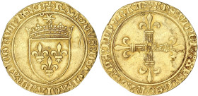 FRANCE / CAPÉTIENS
Charles VIII (1483-1498). Écu d’or au soleil, 1ère émission modifiée avec lis initiaux ND (1494-1498), B, Bourges. Dy.575A - G.107 ...