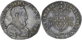 FRANCE / CAPÉTIENS
Henri II (1547-1559). Teston à la tête nue, 1er type 1559, C, Saint-Lô. Dy.983 - G.373A (R5) - Sb.4572 ; Argent - 9,4 g - 29 mm - 1...