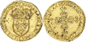 FRANCE / CAPÉTIENS
Henri III (1574-1589). Écu d’or au soleil 1588, A, Paris. Dy.1121A - G.504 - Fr.386 ; Or - 3,35 g - 25 mm - 3 h
TTB.