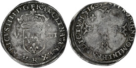 FRANCE / CAPÉTIENS
Henri IV (1589-1610). Huitième d’écu, écu de face, 4e type, avec lis 1603, R, Villeneuve-lès-Avignon. Dy.1229 - G.586 (R4) ; Argent...