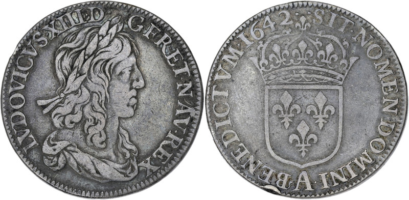 FRANCE / CAPÉTIENS
Louis XIII (1610-1643). Demi-écu, 1er poinçon de Warin 1642, ...