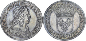 FRANCE / CAPÉTIENS
Louis XIII (1610-1643). Demi-écu, 2ème poinçon de Warin 1642, A, Paris (point). Dy.1350 - G.50 ; Argent - 13,73 g - 34 mm - 6 h
Ave...