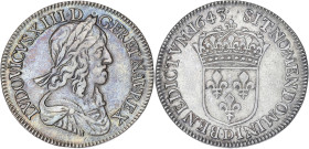FRANCE / CAPÉTIENS
Louis XIII (1610-1643). Demi-écu, 2ème poinçon de Warin 1643, D, Lyon. Dy.1350 - G.50 ; Argent - 13,54 g - 34 mm - 6 h
Avec son anc...