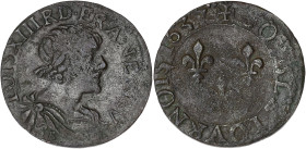 FRANCE / CAPÉTIENS
Louis XIII (1610-1643). Double tournois 1637, E, Tours. CGKL.452 ; Cuivre - 2,57 g - 20 mm - 6 h
Provient de la collection André Ku...