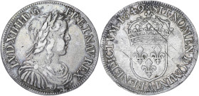 FRANCE / CAPÉTIENS
Louis XIV (1643-1715). Demi-écu à la mèche longue 1649, A, Paris. Dy.1470 - G.169 ; Argent - 13,63 g - 32 mm - 6 h
Griffes au rever...
