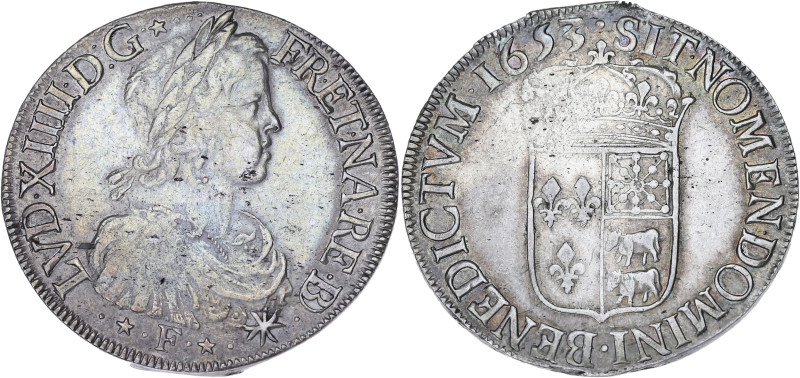 FRANCE / CAPÉTIENS
Louis XIV (1643-1715). Écu de Béarn à la mèche longue 1653, P...