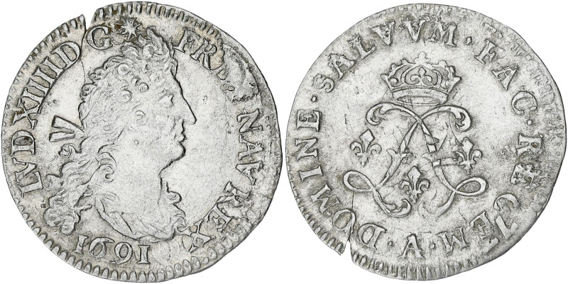 FRANCE / CAPÉTIENS
Louis XIV (1643-1715). Quadruple sol aux deux L 1691, A, Pari...