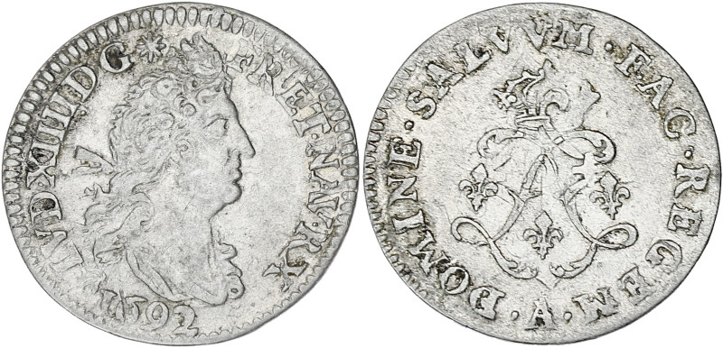 FRANCE / CAPÉTIENS
Louis XIV (1643-1715). Quadruple sol aux deux L 1692, A, Pari...