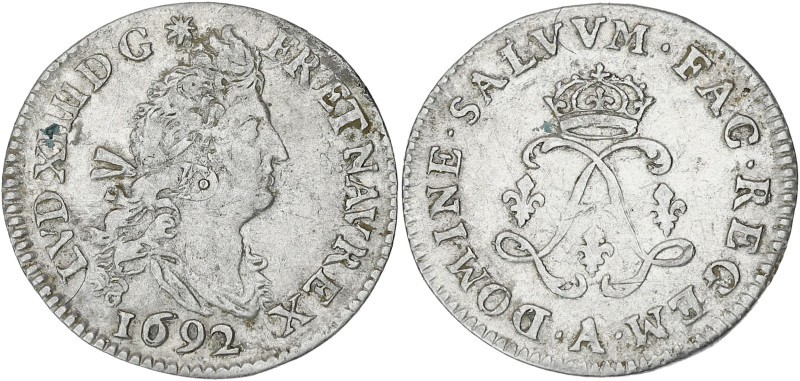 FRANCE / CAPÉTIENS
Louis XIV (1643-1715). Quadruple sol aux deux L 1692, A, Pari...