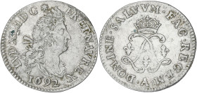 FRANCE / CAPÉTIENS
Louis XIV (1643-1715). Quadruple sol aux deux L 1692, A, Paris. Dy.1519 - G.106 ; Argent - 1,65 g - 20 mm - 6 h
TTB.