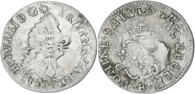 FRANCE / CAPÉTIENS
Louis XIV (1643-1715). Quadruple sol aux deux L 169?, B, Rouen. Dy.1519 - G.106 ; Argent - 1,46 g - 20 mm - 6 h
TB.