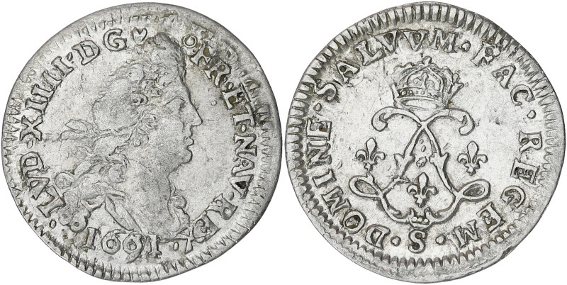 FRANCE / CAPÉTIENS
Louis XIV (1643-1715). Quadruple sol aux deux L 1691, S couro...