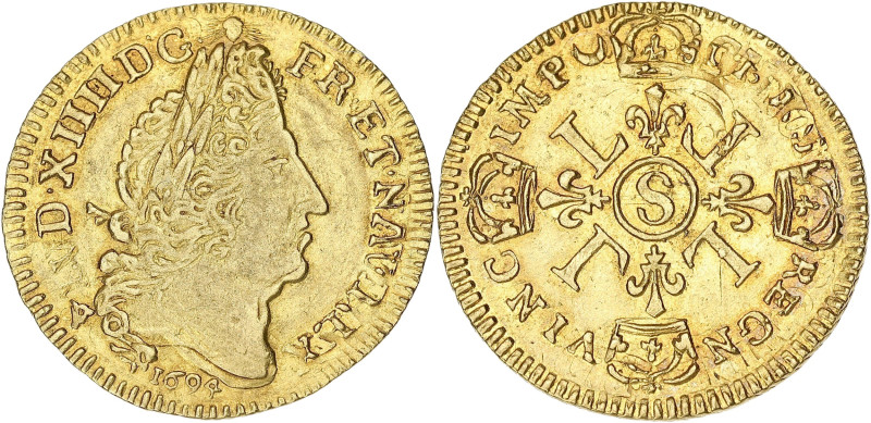 FRANCE / CAPÉTIENS
Louis XIV (1643-1715). Louis d’or aux quatre L, fausse réform...