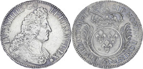 FRANCE / CAPÉTIENS
Louis XIV (1643-1715). Écu aux palmes 1697, A, Paris. Dy.1520 - G.217 ; Argent - 27,22 g - 41 mm - 6 h
Avec son ancienne étiquette,...