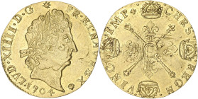 FRANCE / CAPÉTIENS
Louis XIV (1643-1715). Louis d’or aux insignes, réformation 1704, G, Poitiers. Dy.1446A - G.254 - Fr.442 ; Or - 6,31 g - 25 mm - 6 ...