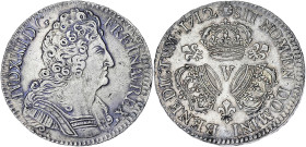 FRANCE / CAPÉTIENS
Louis XIV (1643-1715). Demi-écu aux trois couronnes 1712, V, Troyes. Dy.1569 - G.199 ; Argent - 15,17 g - 33 mm - 6 h
Avec son anci...