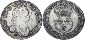 FRANCE / CAPÉTIENS
Louis XV (1715-1774). Demi-écu dit Vertugadin 1716, E, Tours. Dy.1652A - G.308 ; Argent - 15,12 g - 36 mm - 6 h
Avec son ancienne é...