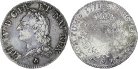 FRANCE / CAPÉTIENS
Louis XV (1715-1774). Écu dit à la vieille tête 1771, M, Toulouse. Dy.1685 - G.323 - Dav.1332 ; Argent - 29,15 g - 42 mm - 6 h
TB....