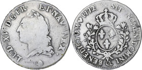 FRANCE / CAPÉTIENS
Louis XV (1715-1774). Écu dit à la vieille tête 1772, Q, Perpignan. Dy.1685 - G.323 - Dav.1332 ; Argent - 28,83 g - 41 mm - 6 h
B à...