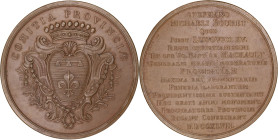 FRANCE / CAPÉTIENS
Louis XV (1715-1774). Médaille, récompense des États de Languedoc à É.-M. Bouret 1747. Nocq.135 ; Cuivre - 126 g - 73 mm - 12 h
Éti...