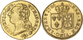 FRANCE / CAPÉTIENS
Louis XVI (1774-1792). Louis d’or à la tête nue 1785, D, Lyon. Dy.1707 - G.361 - Fr.475 ; Or - 7,61 g - 23 mm - 6 h
Nettoyé. TTB....