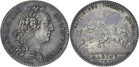 JETONS
Louis XV (1715-1774). Jeton de la Marine 1757, Paris. F.1398 v. ; Argent - 9,61 g - 29 mm - 6 h
Superbe.