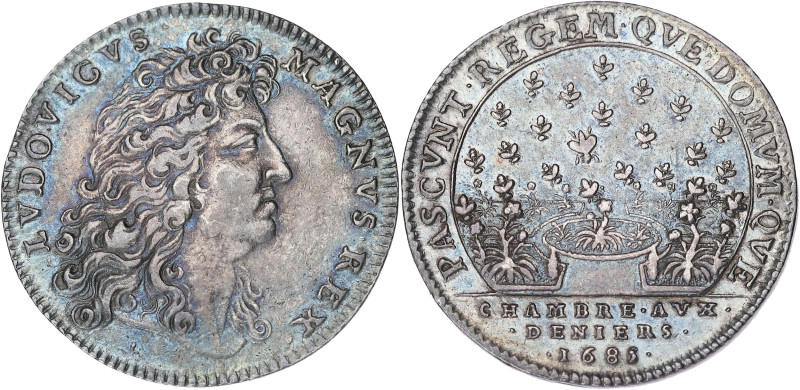 JETONS
Louis XIV (1643-1715). Jeton, la Chambre aux deniers 1685, Paris. Feu.238...