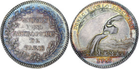 JETONS
Louis XVI (1774-1792). Jeton, Société philanthropique de Paris 1781, Paris. F.4478 ; Argent - 8,66 g - 31 mm - 6 h
Avec une étiquette de chez P...