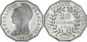 FRANCE
IIIe République (1870-1940). Essai de 20 centimes par Dupré, flan dodécagonal 1881, A, Paris. GEM.49.1 - VG.3966 ; Maillechort - 4,33 g - 24 mm...
