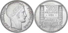 FRANCE
IIIe République (1870-1940). 20 francs Turin 1933, Paris. G.852 - F.400 ; Argent - 20 g - 35 mm - 6 h
Provient de chez Karl Stephens avec sa po...