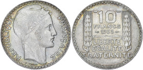 FRANCE
IIIe République (1870-1940). 10 francs Turin 1933, Paris. G.801 - F.360 ; Argent - 10 g - 28 mm - 6 h
Superbe à Fleur de coin.