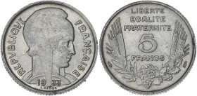FRANCE
IIIe République (1870-1940). 5 francs par Bazor 1933, Paris. G.753 - F.335 ; Nickel - 6 g - 24 mm - 6 h
Superbe.