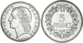 FRANCE
IIIe République (1870-1940). 5 francs Lavrillier en nickel 1933, Paris. G.760 - F.336 ; Nickel - 31 mm - 6 h
PCGS MS66 (29540756). Rare dans ce...