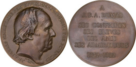 FRANCE
IIIe République (1870-1940). Médaille, J.B.A. Dumas, secrétaire perpétuel de l’académie des Sciences 1882. Bronze - 137,17 g - 68 mm - 12 h
Poi...