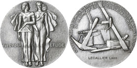 FRANCE
IIIe République (1870-1940). Médaille Travail et Étude - Comité du bâtiment et des travaux publics, par Pelletier ND. Argent - 126 g - 59 mm - ...