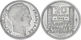 FRANCE
Gouvernement provisoire de la République française (1944-1946). Essai-piéfort de 20 francs Turin 1945, A, Paris. GEM.206.EP ; Cupro-nickel - 20...
