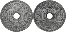 FRANCE
Gouvernement provisoire de la République française (1944-1946). 20 centimes Lindauer 1946, B, Beaumont-le-Roger. G.324 - F.155 ; Zinc - 3,25 g ...