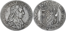 FRANCE / FÉODALES
Lorraine (duché de), Charles IV (1625-1675). Teston 1668, Nancy. Flon 43 ; Argent - 8,56 g - 27 mm - 6 h
Fines stries d’ajustage. TT...