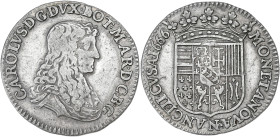 FRANCE / FÉODALES
Lorraine (duché de), Charles IV (1625-1675). Demi-teston 1666, Nancy. Flon 52 ; Argent - 4,22 g - 24 mm - 6 h
TTB.