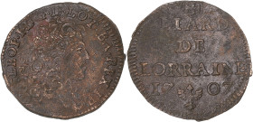 FRANCE / FÉODALES
Lorraine (duché de), Léopold Ier (1690-1729). Liard 1707, Nancy. Flon 47 ; Cuivre - 2,18 g - 22 mm - 6 h
Rare, la seule dénomination...