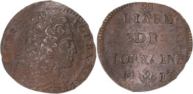 FRANCE / FÉODALES
Lorraine (duché de), Léopold Ier (1690-1729). Liard 1713, Nancy. Flon 87 ; Cuivre - 2,26 g - 22 mm - 6 h
TTB à Superbe.